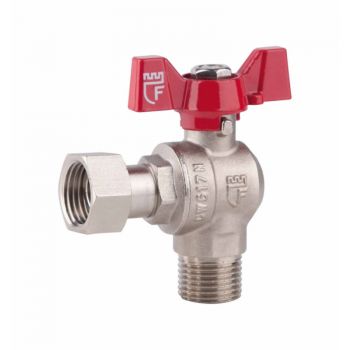 SD FORTE Кран шаровый угловой с накидной гайкой для воды 1/2"В х 1/2"Н SF224W15